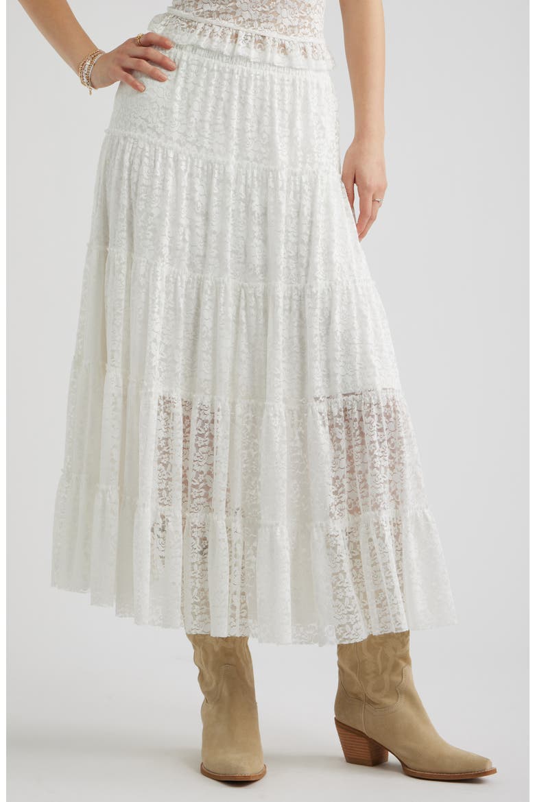 Lace Maxi Skirt, Main, color, WHITE