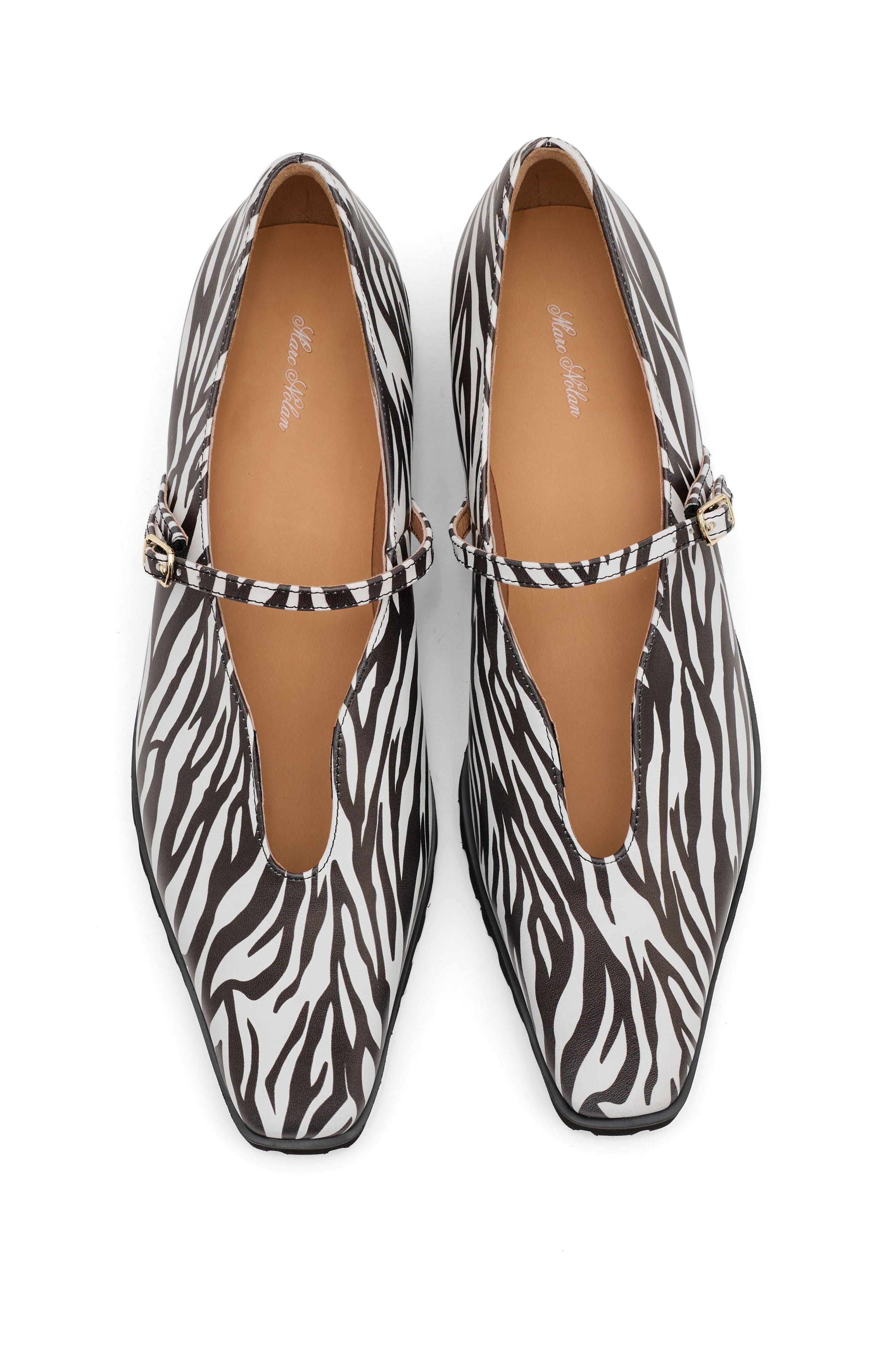 MARC NOLAN Roxie Leather Lug Mary Janes, Alternate, color, Zebra