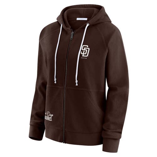 Wear By Erin Andrews Brown San Diego Padres Vintage Full-zip Raglan Hoodie In Brown