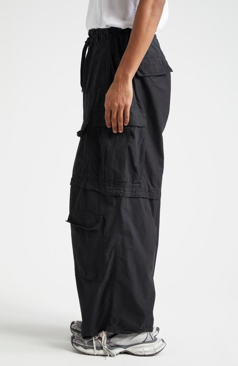 Balenciaga Oversize Cotton Ripstop Convertible Cargo Pants, Alternate, color, 1000 Black
