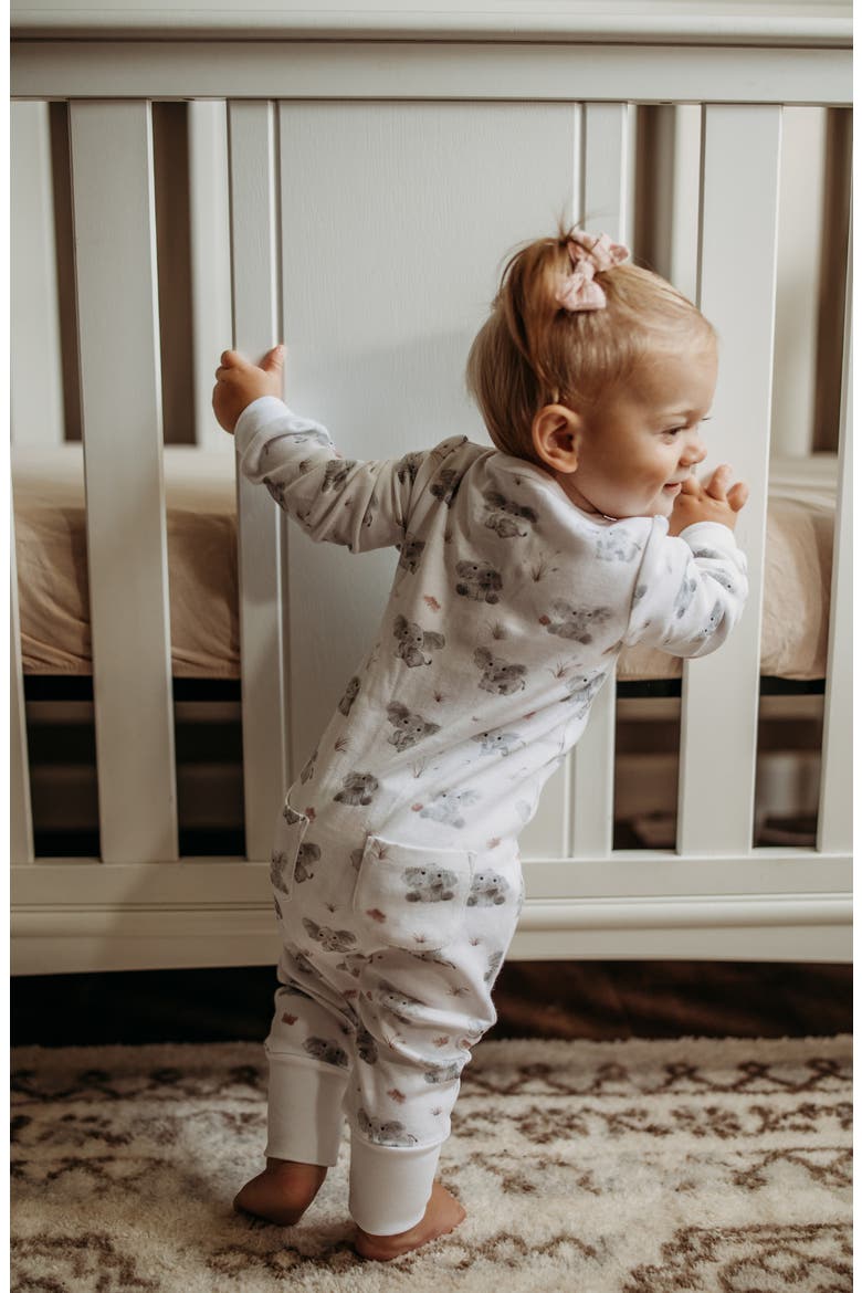 Baby Elephant Organic Cotton Zip Romper, Alternate, color, BABY ELEPHANT