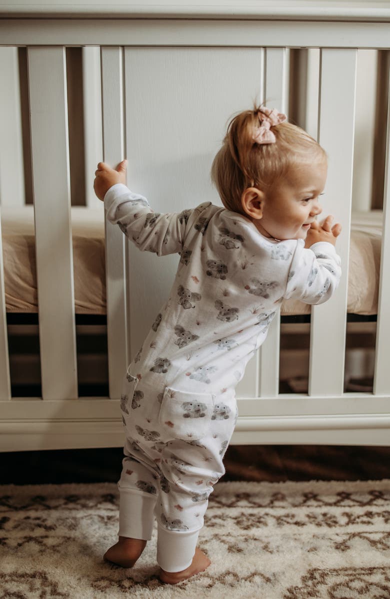 L'ovedbaby Baby Elephant Organic Cotton Zip Romper, Alternate, color, Baby Elephant