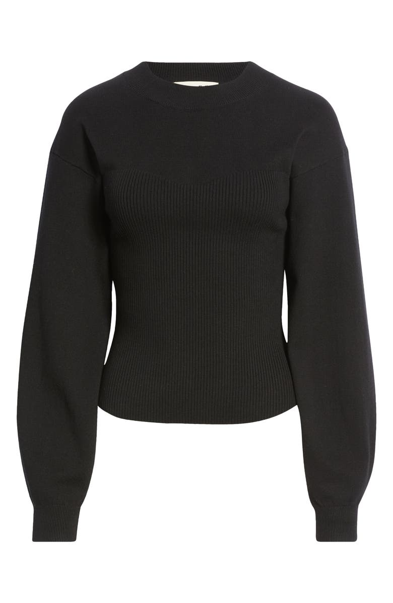 Open Edit Corset Detail Cotton Blend Sweater, Alternate, color, 