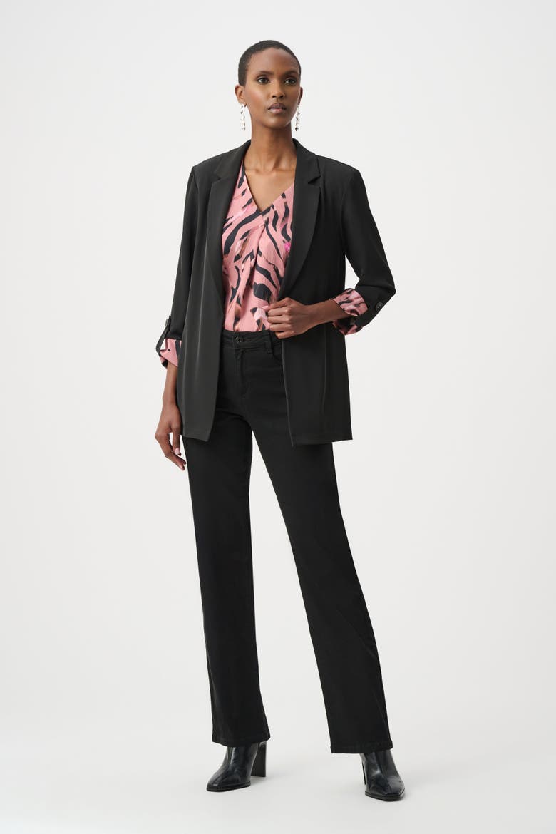 Woven Twill Printed Cuffs Blazer, Alternate, color, Black/Multi