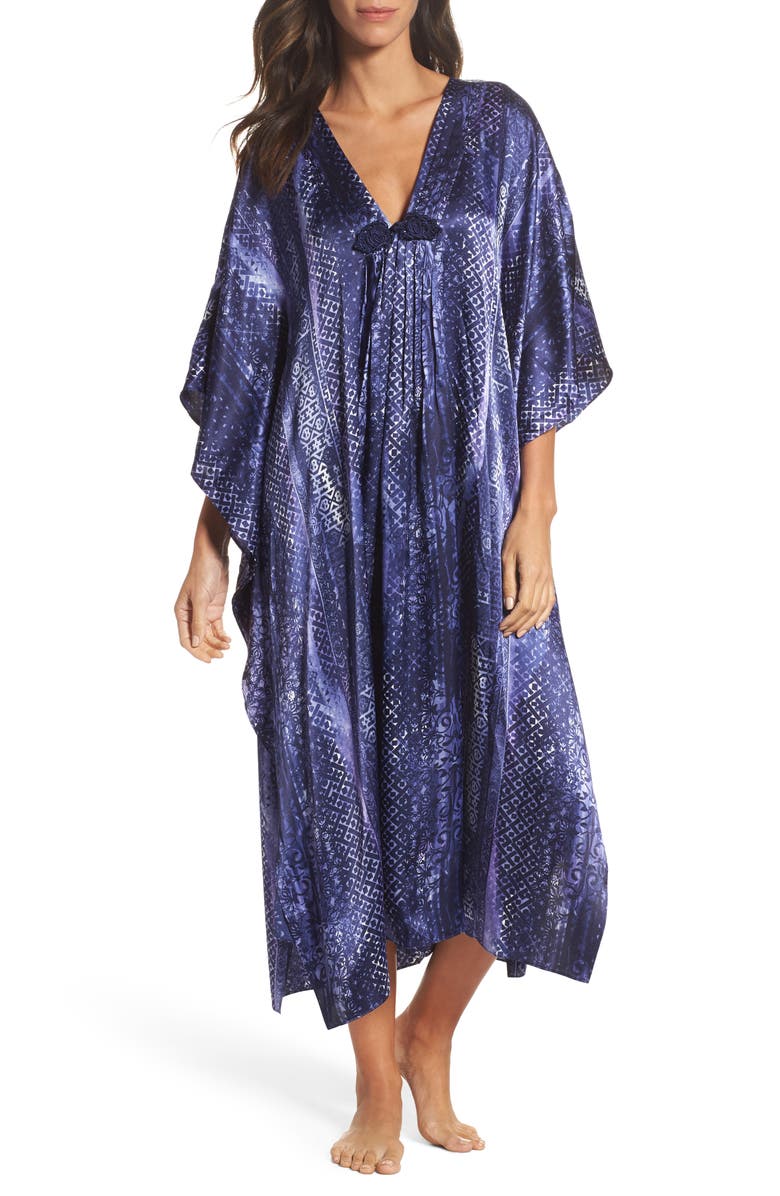 Oscar de la Renta Sleepwear Charmeuse Caftan, Main, color, 