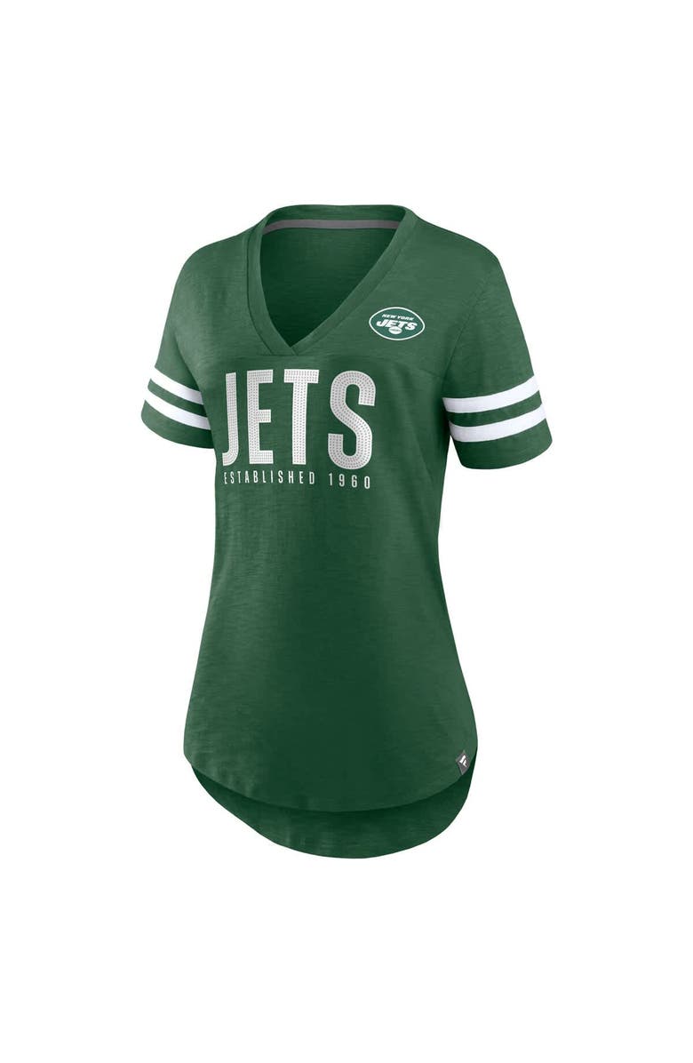 FANATICS Women's Fanatics  Green New York Jets Rhinestone Speed Tested V-Neck T-Shirt, Alternate, color, 