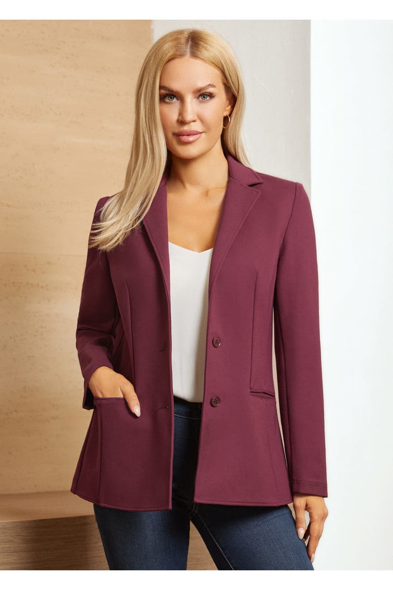 Classic Blazer Stretch Ponte, Alternate, color, Burgundy