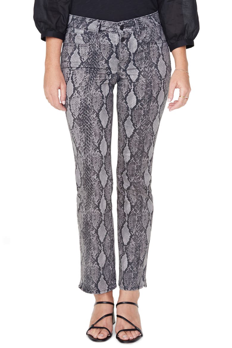 Marilyn Snake Print High Waist Button Fly Ankle Jeans, Main, color, DIAMONDBACK SLATE