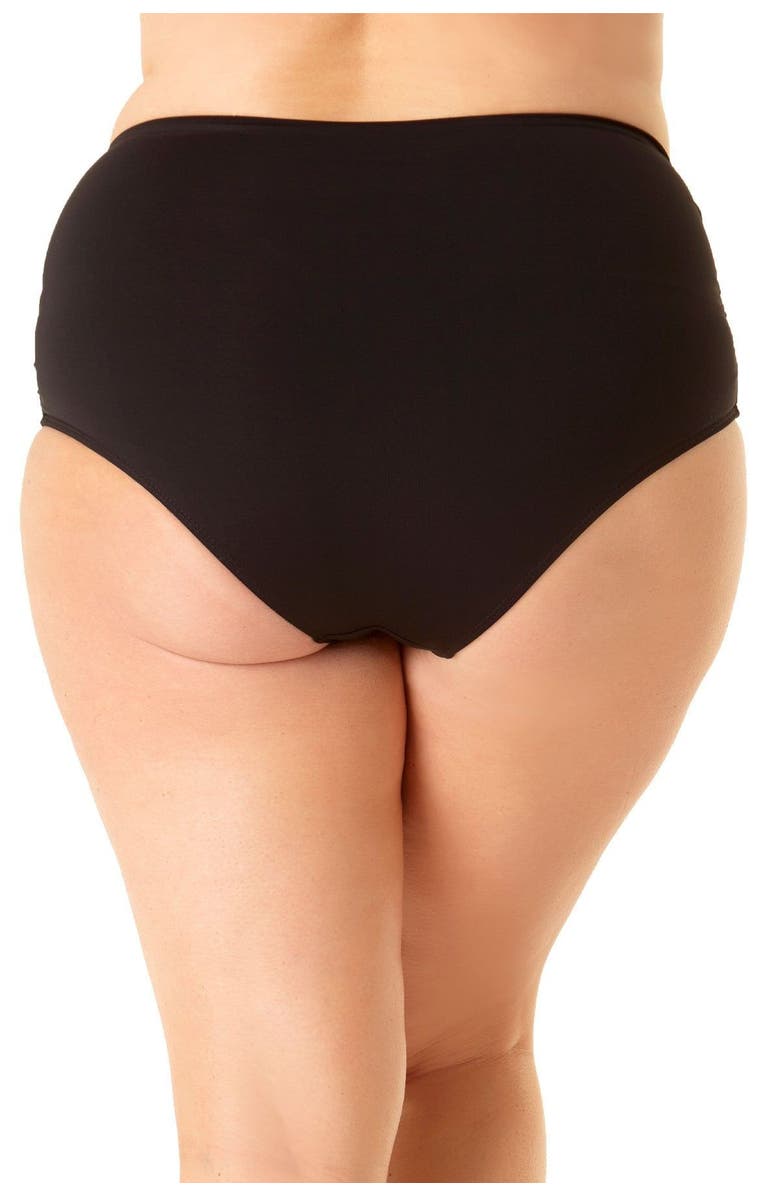 Anne Cole Women's Plus High Waisted Shirred Bottom, Alternate, color, Black