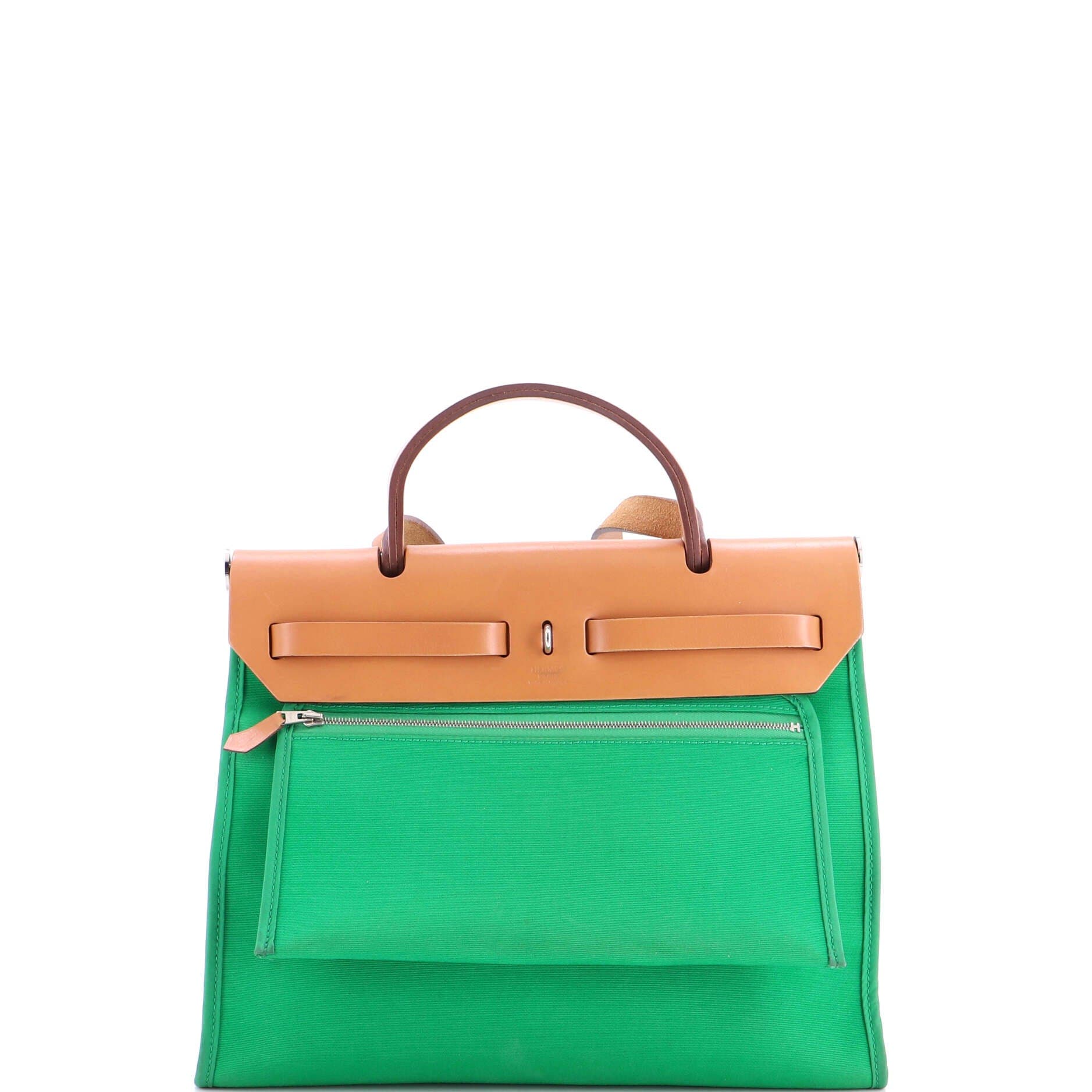 Herbag Zip Leather and Toile 31, Alternate, color, Green