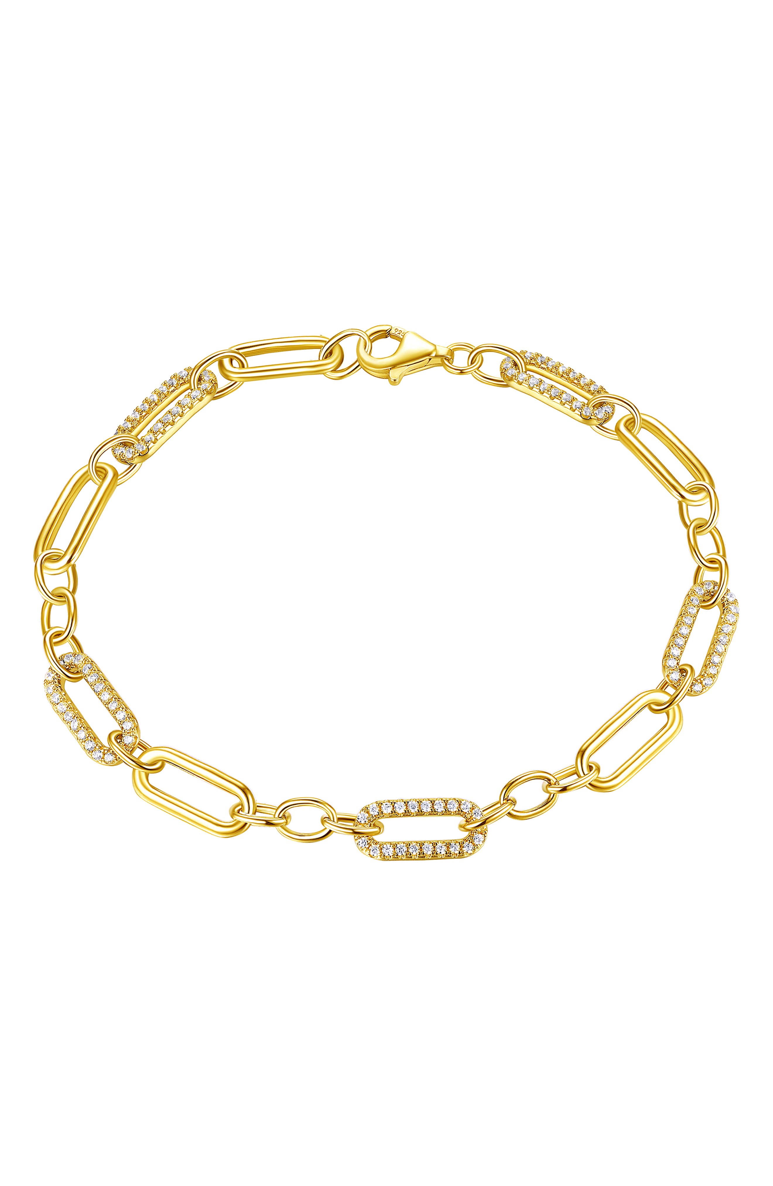 CANDELA JEWELRY Pavé CZ Oval Link Bracelet
