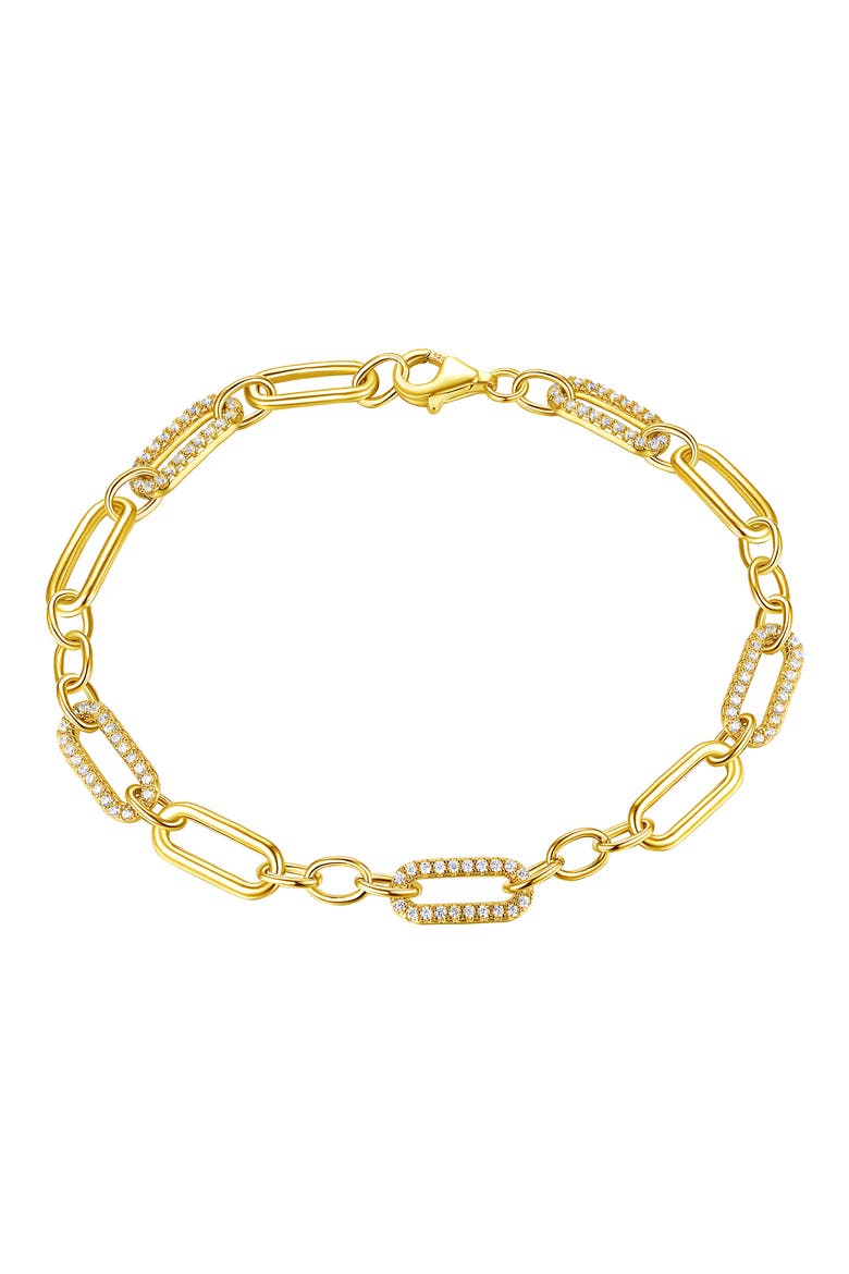 Pavé CZ Oval Link Bracelet, Main, color, GOLD/ CLEAR