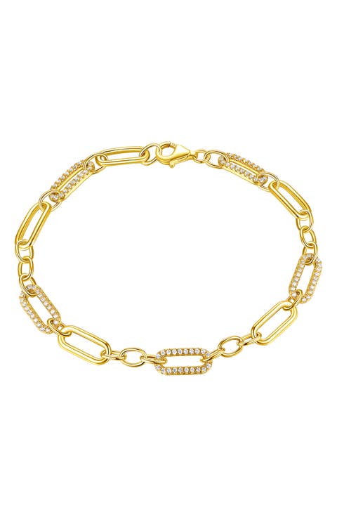 Pavé CZ Oval Link Bracelet