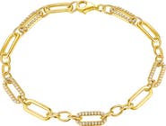 CANDELA JEWELRY Pavé CZ Oval Link Bracelet