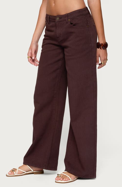 Edikted Roman Slouchy Low Rise Wide Leg Jeans In Brown