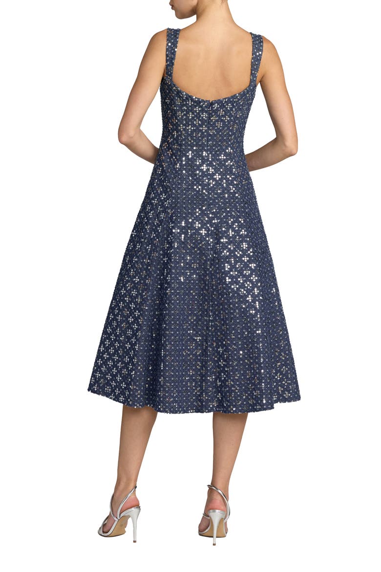 Sleeveless Sequin Denim Midi Dress, Alternate, color, Blue