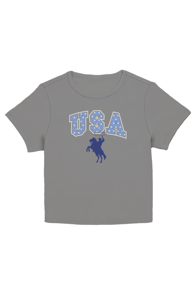 Junior's USA Star Rodeo Short Sleeve Baby T-Shirt, Main, color, Charcoal