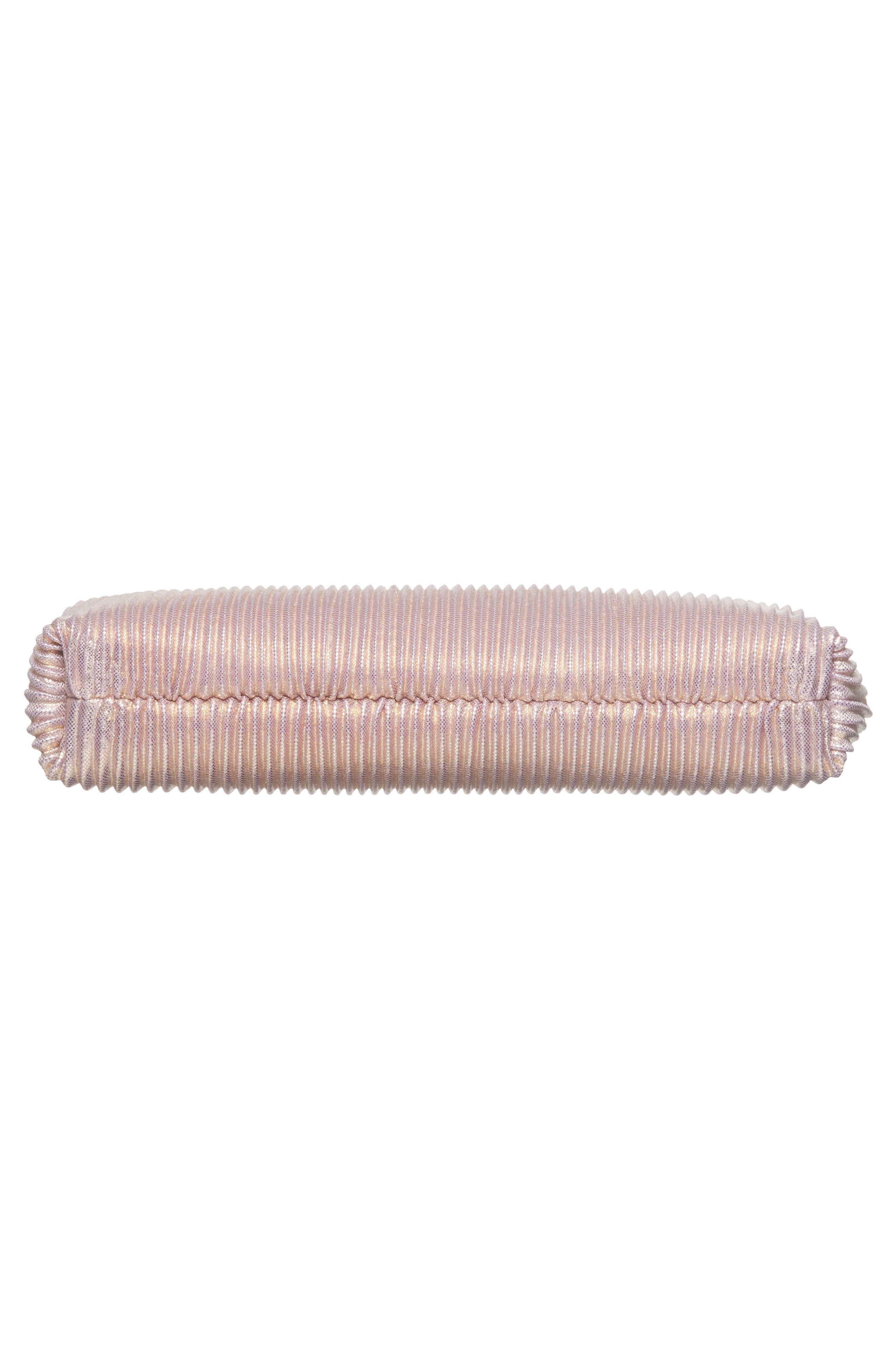 Aneka Pleated Shine Clutch, Alternate, color, ROSE GOLD