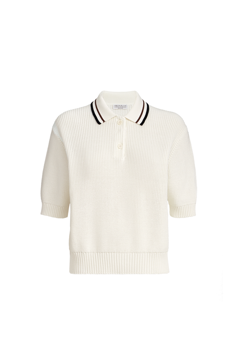 Rib knit polo