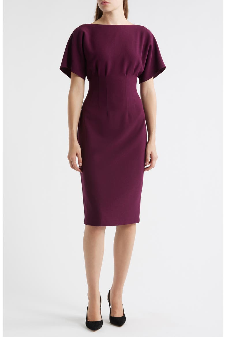 Flutter Sleeve Dress, Main, color, PLUM