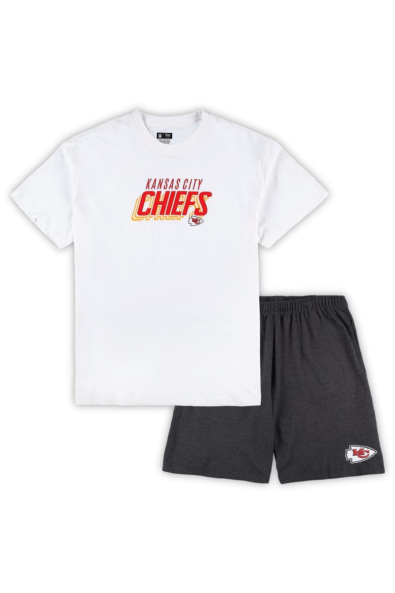 Men's Concepts Sport White/Charcoal Kansas City Chiefs Big & Tall T-Shirt and Shorts Set, Main, color, White