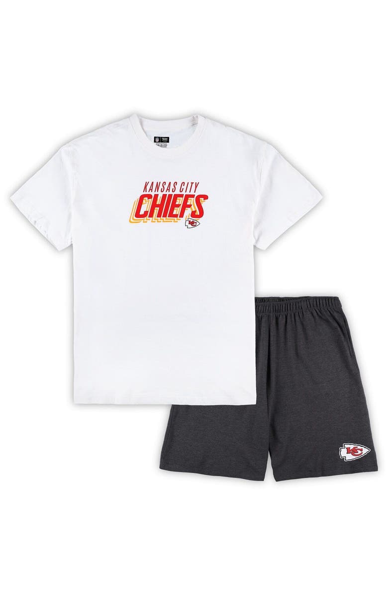 CONCEPTS SPORT Men's Concepts Sport White/Charcoal Kansas City Chiefs Big & Tall T-Shirt and Shorts Set, Main, color, 
