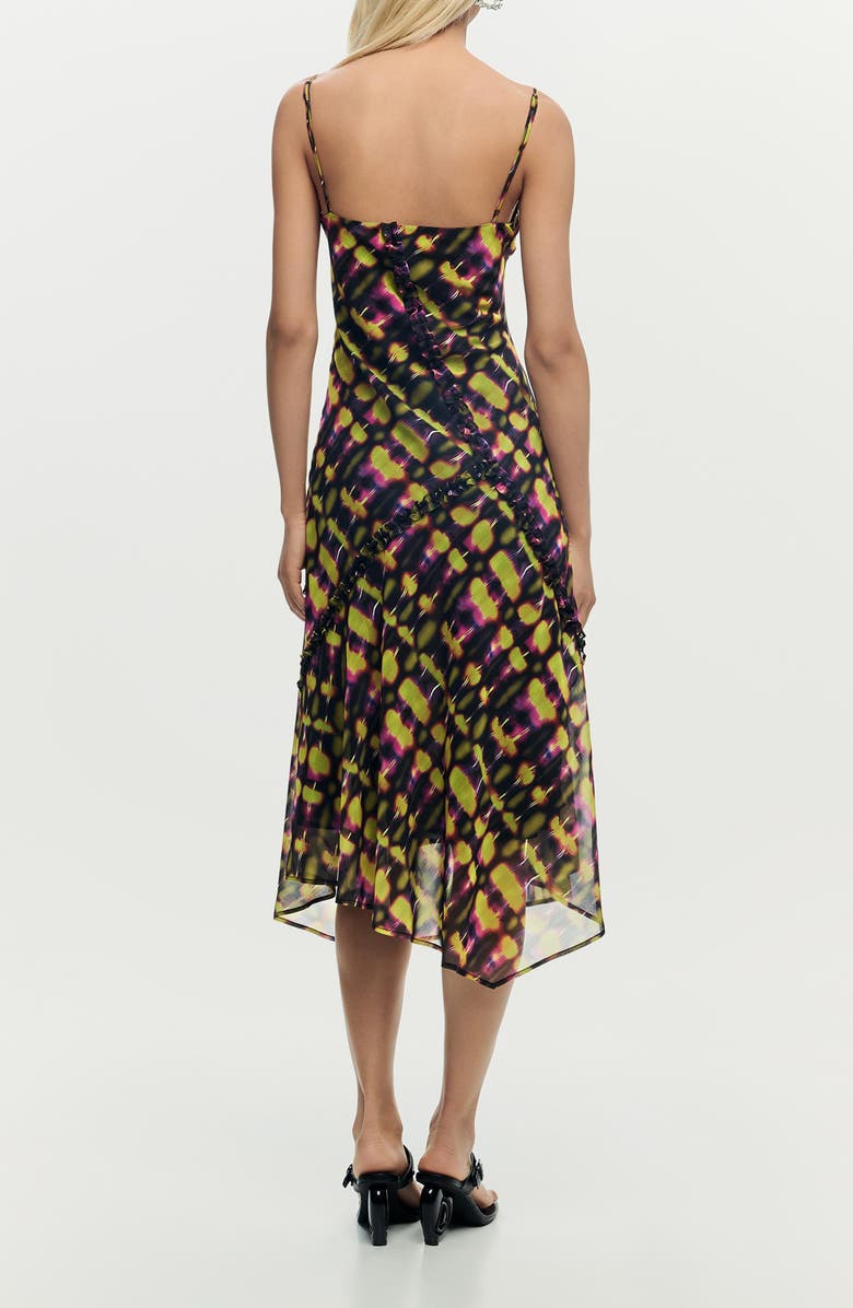 Desigual Abstract Print Chiffon Slipdress, Alternate, color, Green