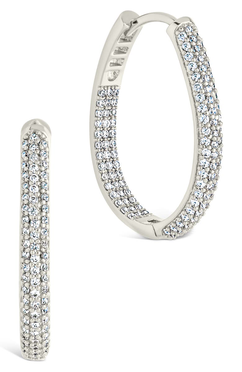 Sterling Forever Mallory Pavè Cubic Zirconia Hoop Earrings, Main, color, 