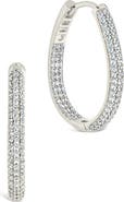 Sterling Forever Mallory Pavè Cubic Zirconia Hoop Earrings