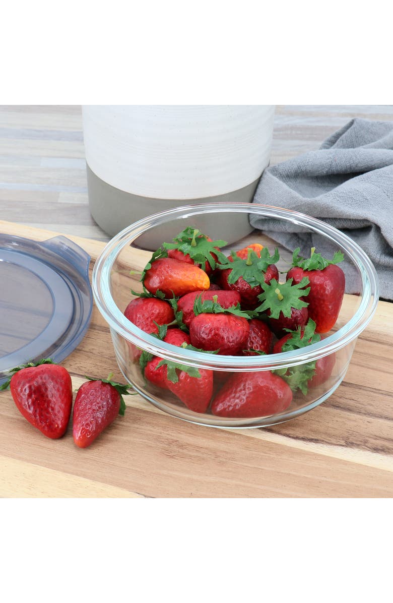 MARTHA STEWART 32 Ounce Round Glass Storage Container, Alternate, color, Grey