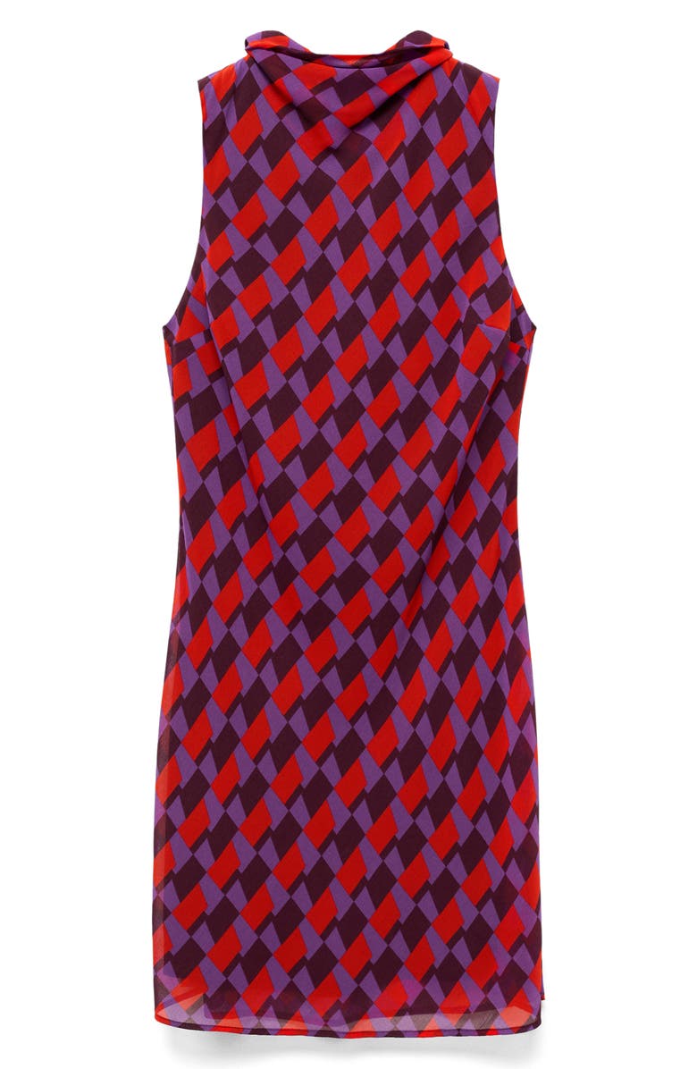 MANGO Print Bow Detail Sleeveless Dress, Alternate, color, Violet