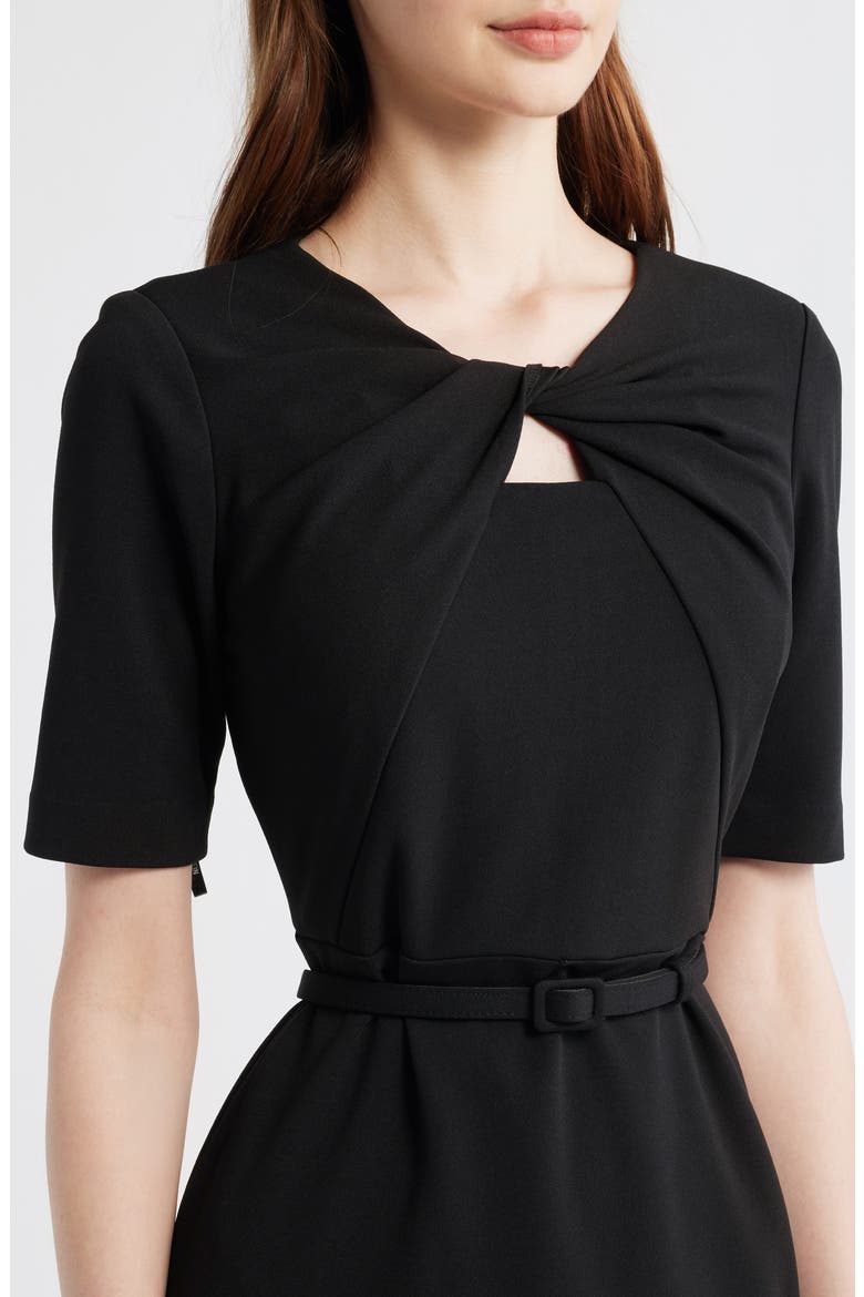 Twist Detail Crepe Sheath Dress, Alternate, color, ANNE BLACK