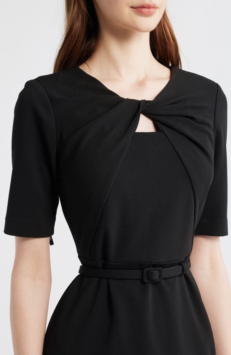 Anne Klein Twist Detail Crepe Sheath Dress, Alternate, color, Anne Black