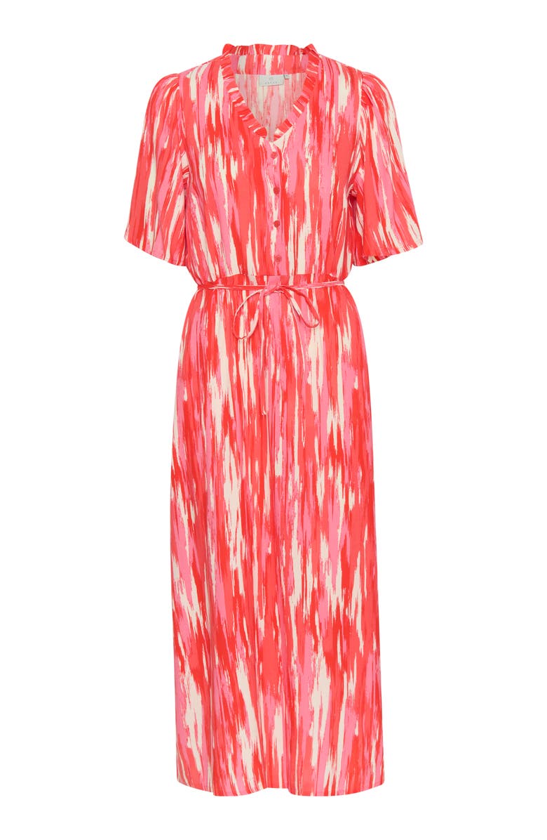 Kaffe Arina Half Sleeve V-Neck Maxi Dress, Alternate, color, Pink Abstract Print