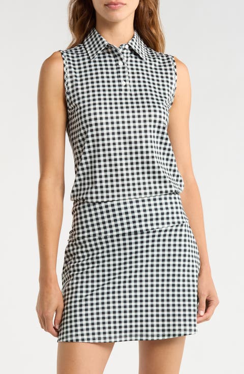 Court Gingham Sleeveless Polo