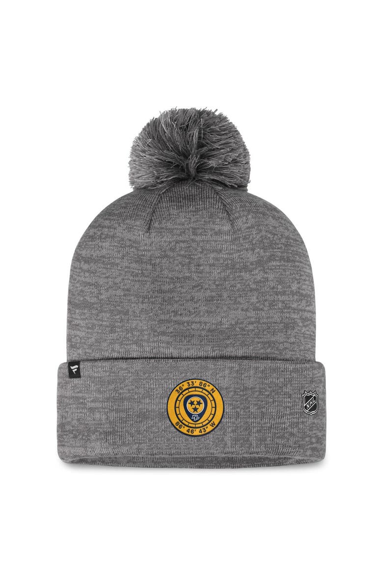 Men's Fanatics Branded  Gray Nashville Predators Authentic Pro Home Ice Cuffed Knit Hat with Pom, Alternate, color, Gray