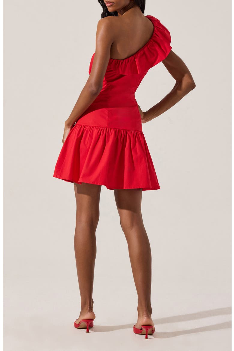 Asymmetric Ruffle Minidress, Alternate, color, RED