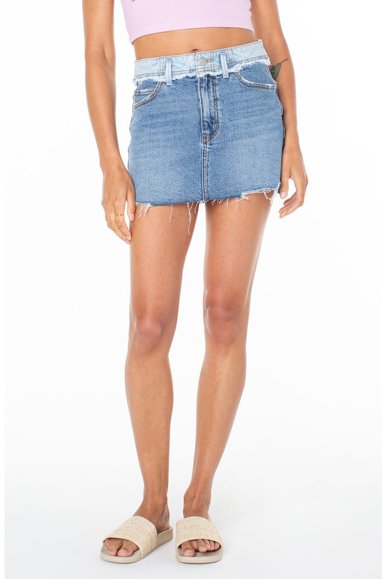 Sereia Distressed Denim Miniskirt, Alternate, color, PATCH AND RELEASE DENIM WASH