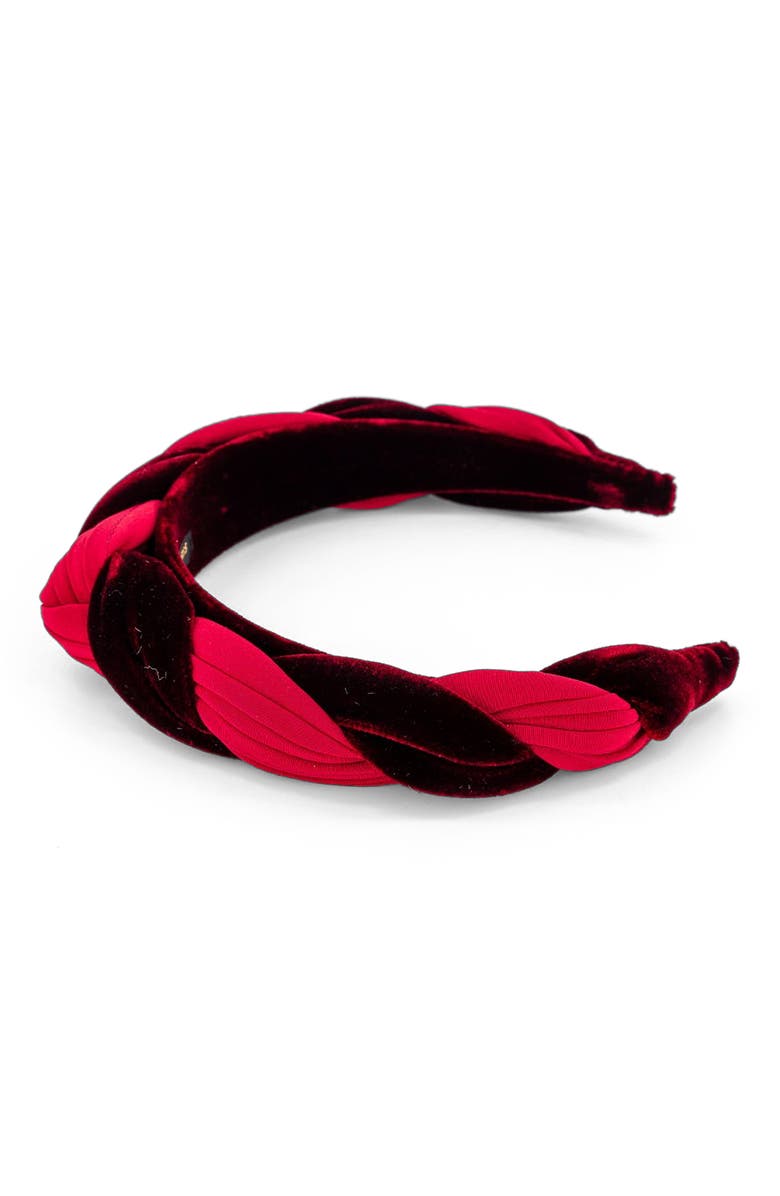 Alexandre de Paris Olympe Velvet Braided Headband, Alternate, color, Burgundy