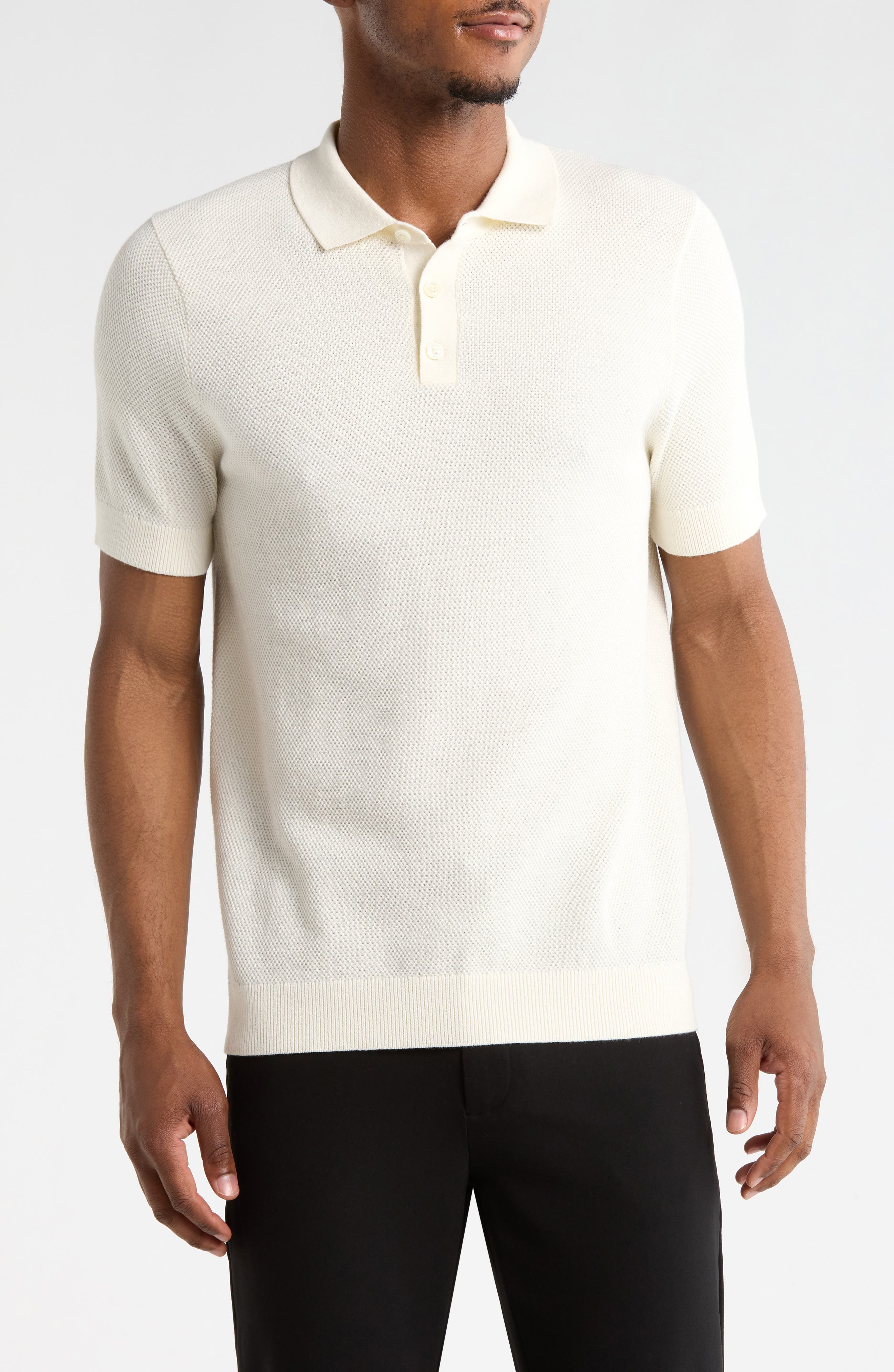 Textured Cotton Polo Sweater - image 3