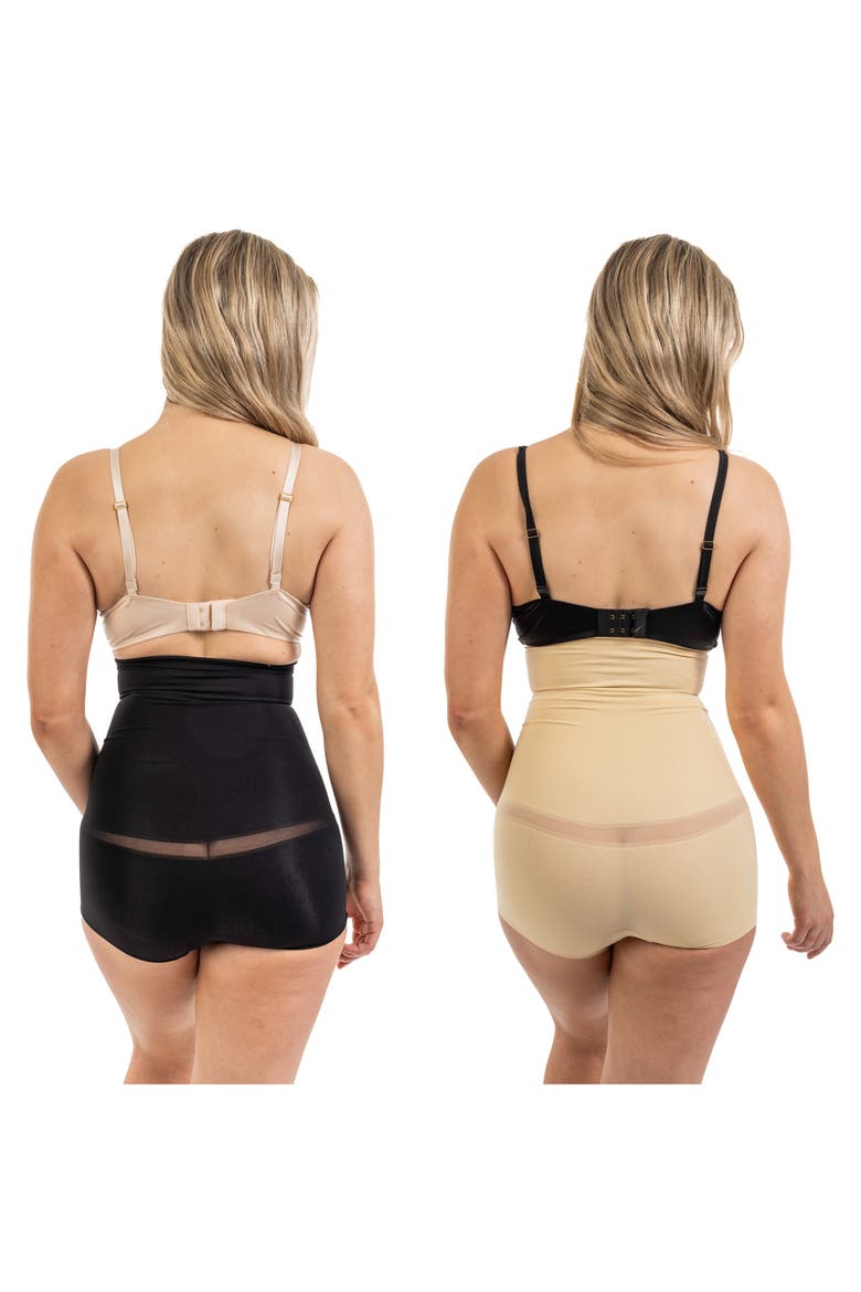 2-Pack Extra High Waist Shaping Boyshorts, Alternate, color, BLACK/ NUDE