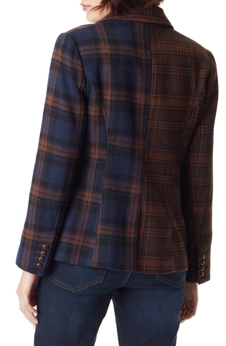 Sam Edelman Imogen Blocked Plaid Double Breasted Blazer, Alternate, color, 