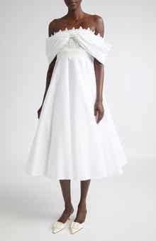 Lace Trim Off The Shoulder Dress