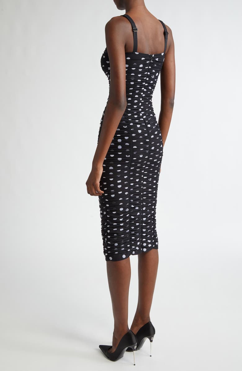 Dolce&Gabbana Polka Dot Ruched Tulle Midi Dress, Alternate, color, Hnzrw Pois Med 1 5 F.nero