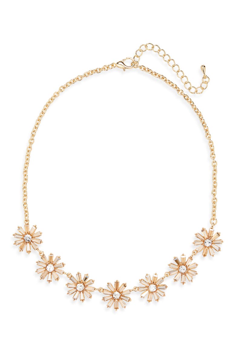 Crystal Flower Necklace, Main, color, GOLD/ CHAMPAGNE