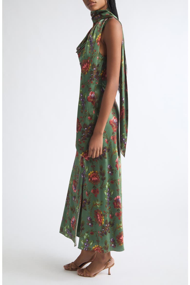 Rosmira Cowl Neck Midi Dress, Alternate, color, DARK IVY MULTI