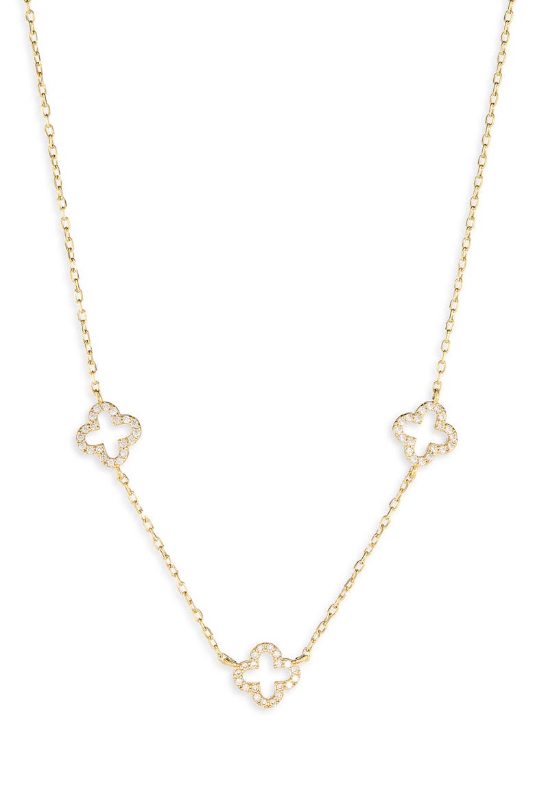 Cutout Clover Necklace, Main, color, GOLD
