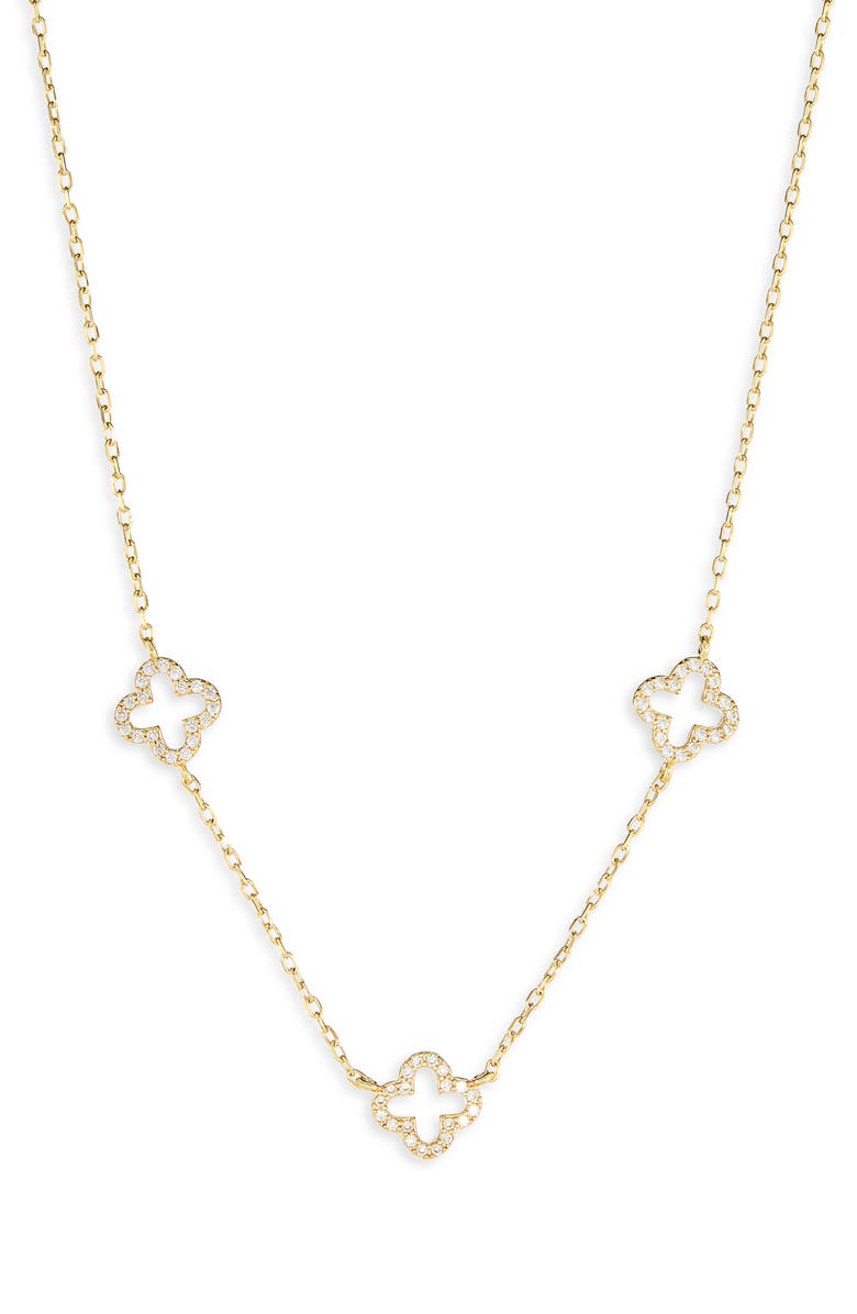 ARGENTO VIVO Cutout Clover Necklace, Main, color, Gold