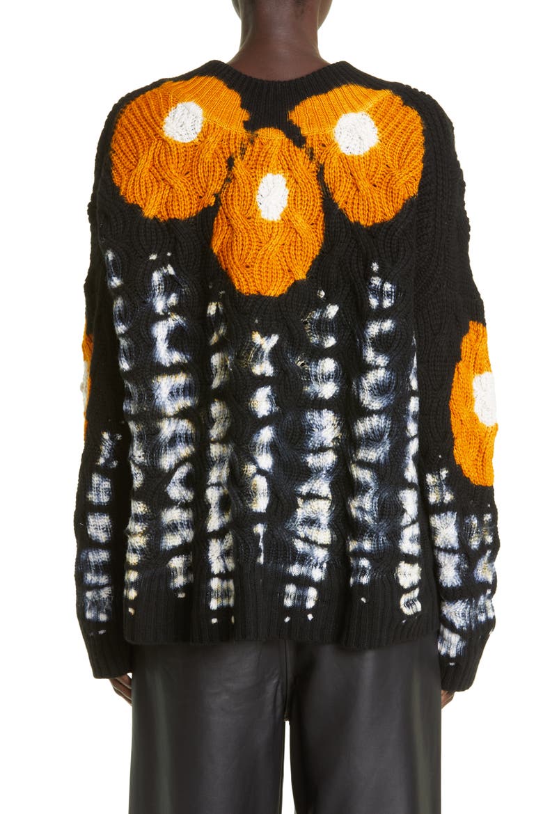 Lagune Cashmere Cable Knit Sweater, Alternate, color, BLACK/ MARMALADE SHIBORI