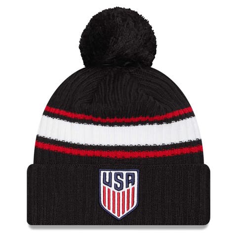 Men's New Era Black USMNT Fold Cuffed Knit Hat with Pom